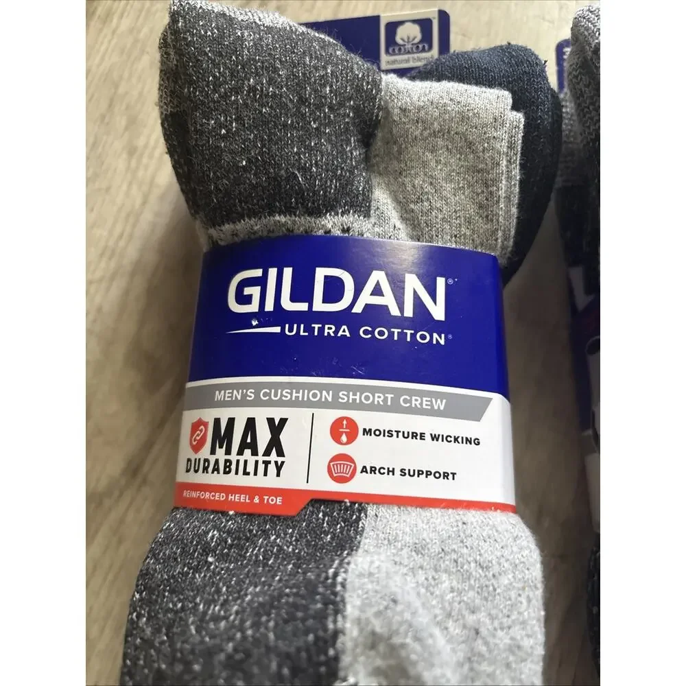 Gildan Men's Stretch 3PK Cotton short Crew arch Socks Shoe Size 6-12 Lot X3 Warm